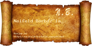 Neifeld Borbála névjegykártya